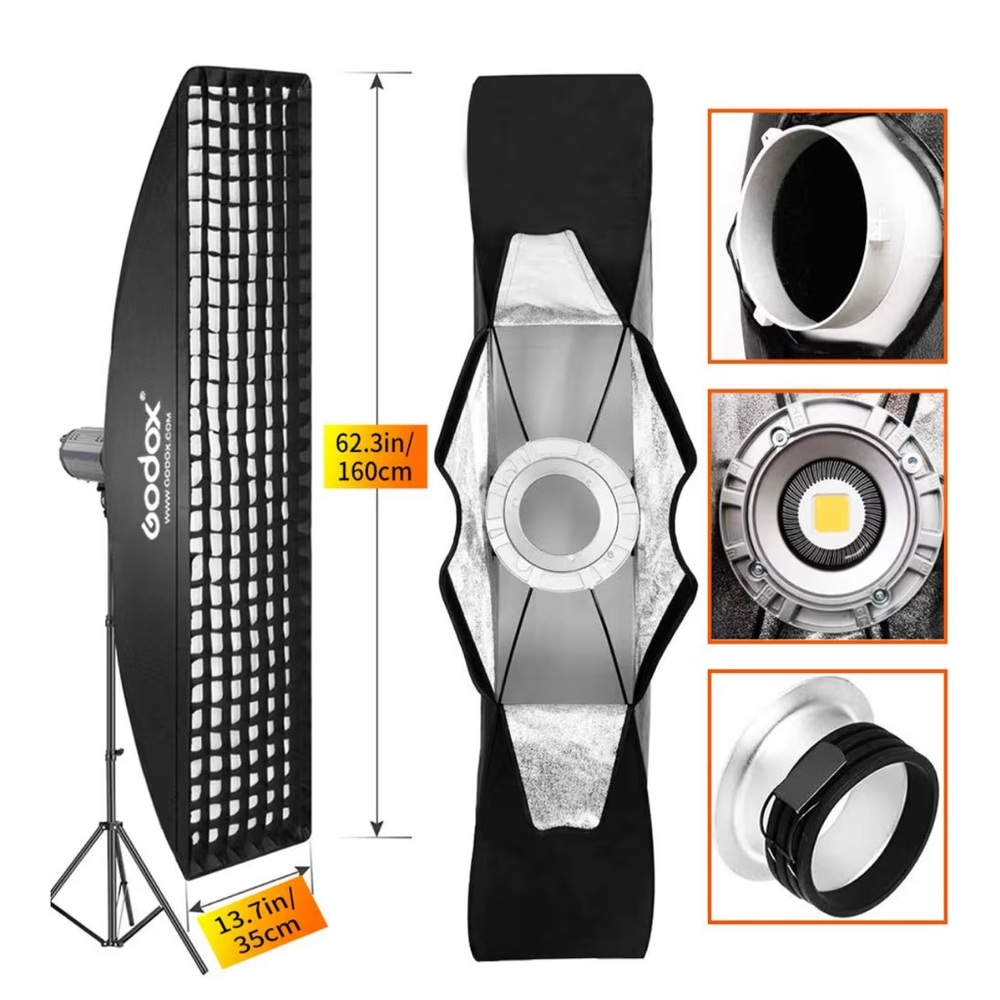 14 x 63 Godox Black Honeycomb Grid Softbox for Studio Photography - Picture 2 of 15
